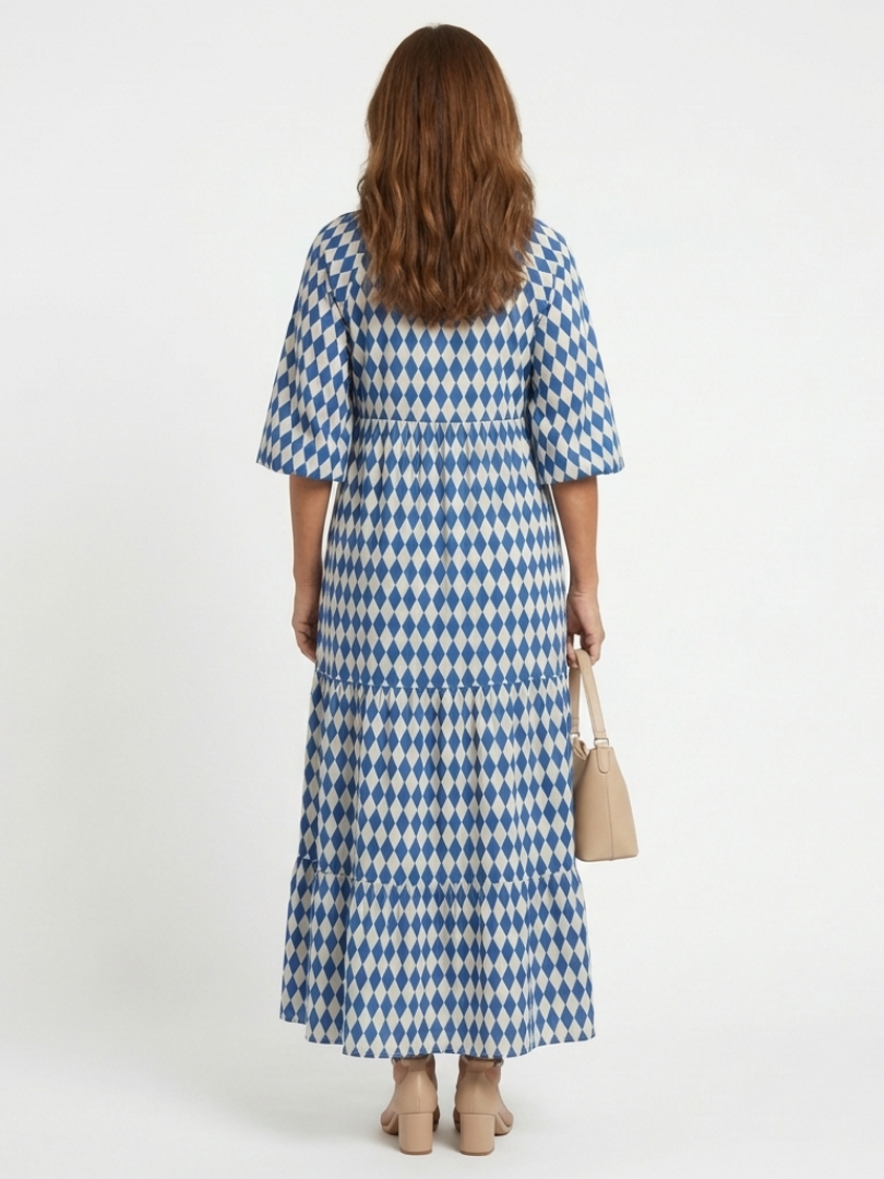 Brindley London | Diamond Print Tiered Midi Dress