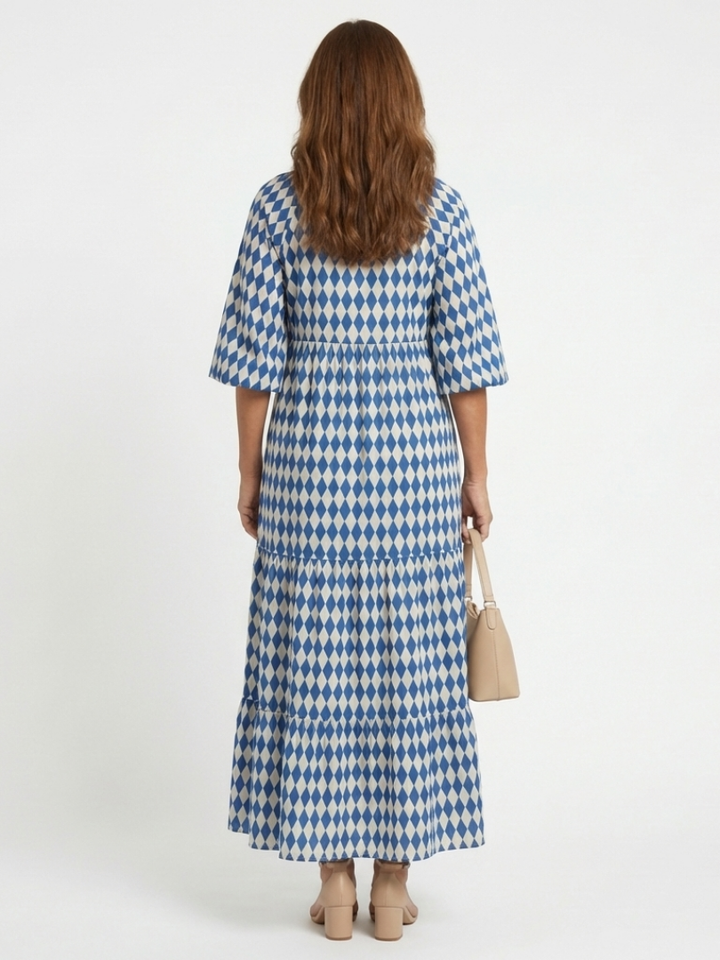 Brindley London | Diamond Print Tiered Midi Dress