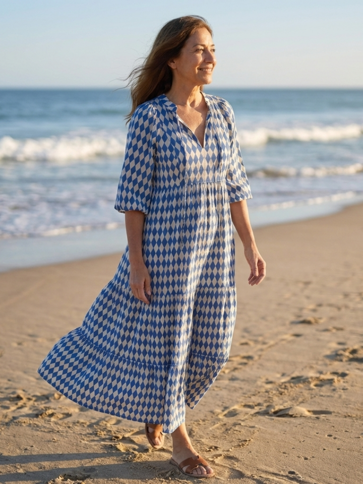 Brindley London | Diamond Print Tiered Midi Dress