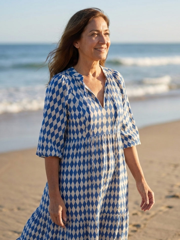 Brindley London | Diamond Print Tiered Midi Dress