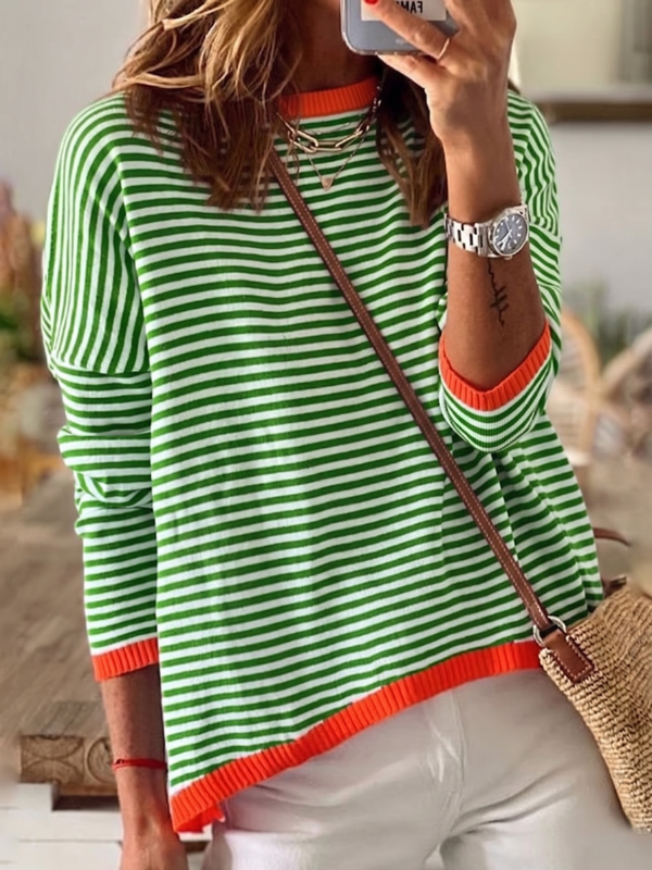 Sophie – Blue And White Striped Long Sleeve Top