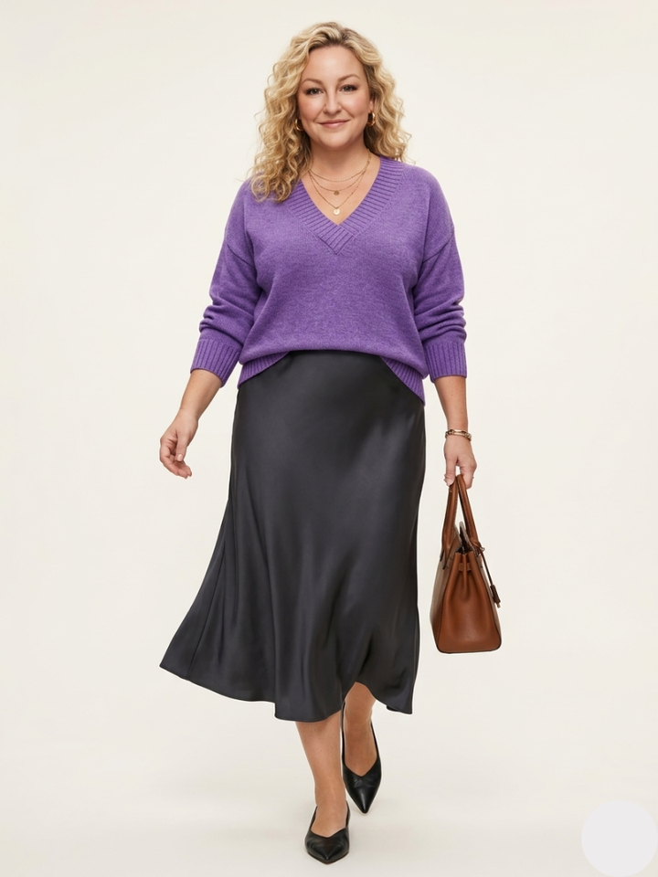 Brindley London | Solid V-neck Knit Sweater
