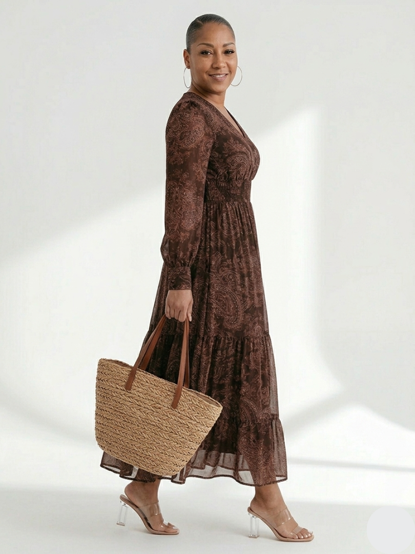 Brindley London | Midi Dress with Paisley Print