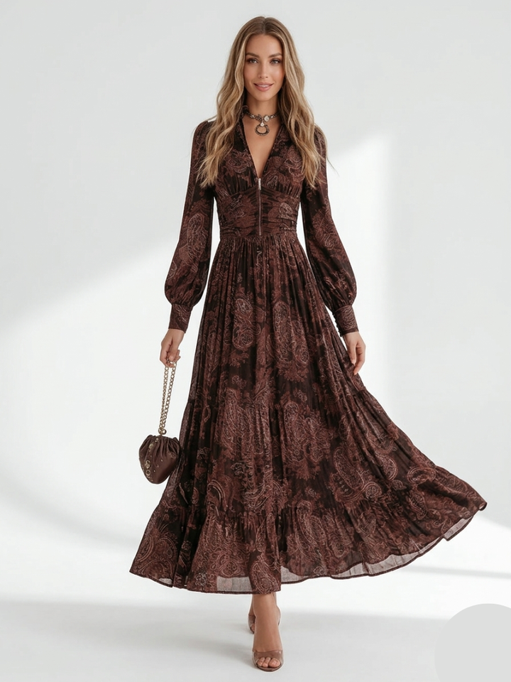 Brindley London | Midi Dress with Paisley Print