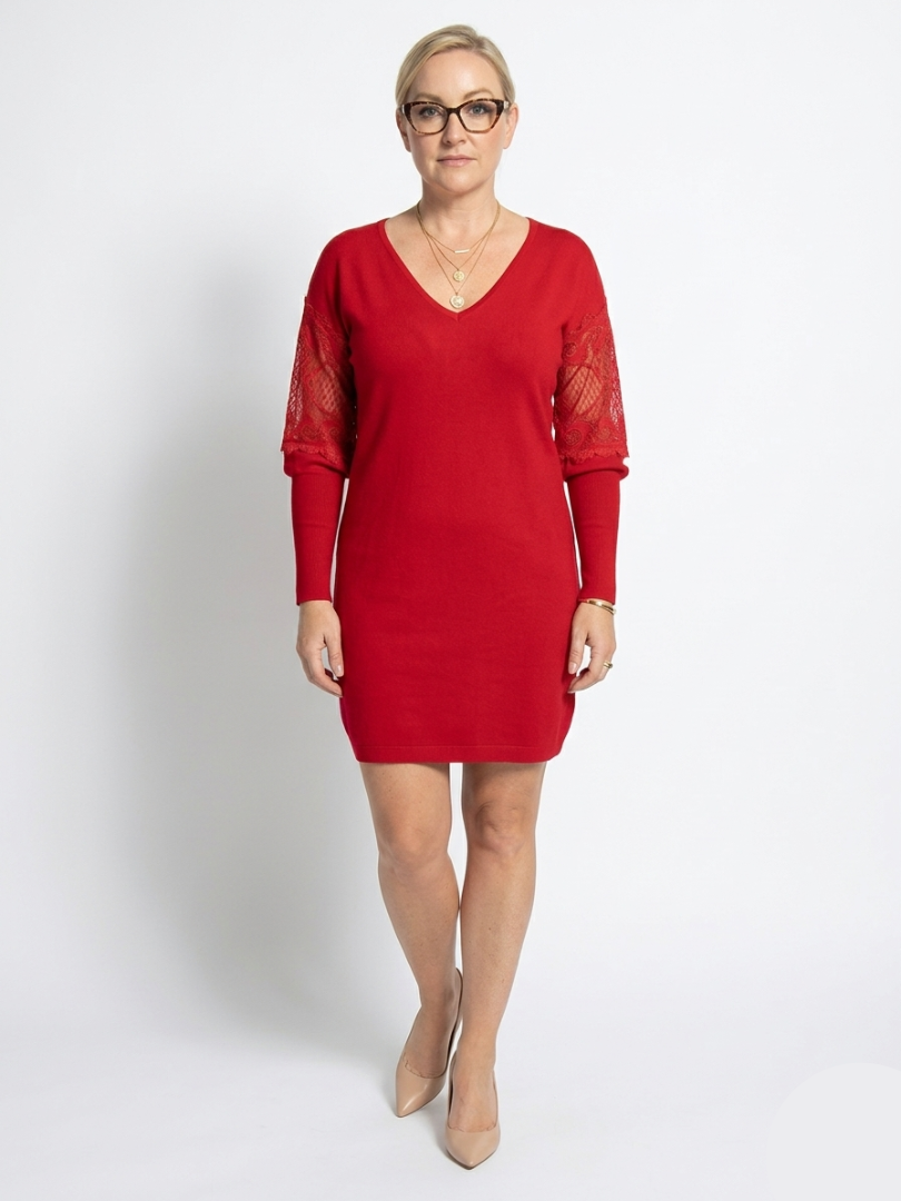 Brindley London | Elegant Lace Dress with V-Neckline