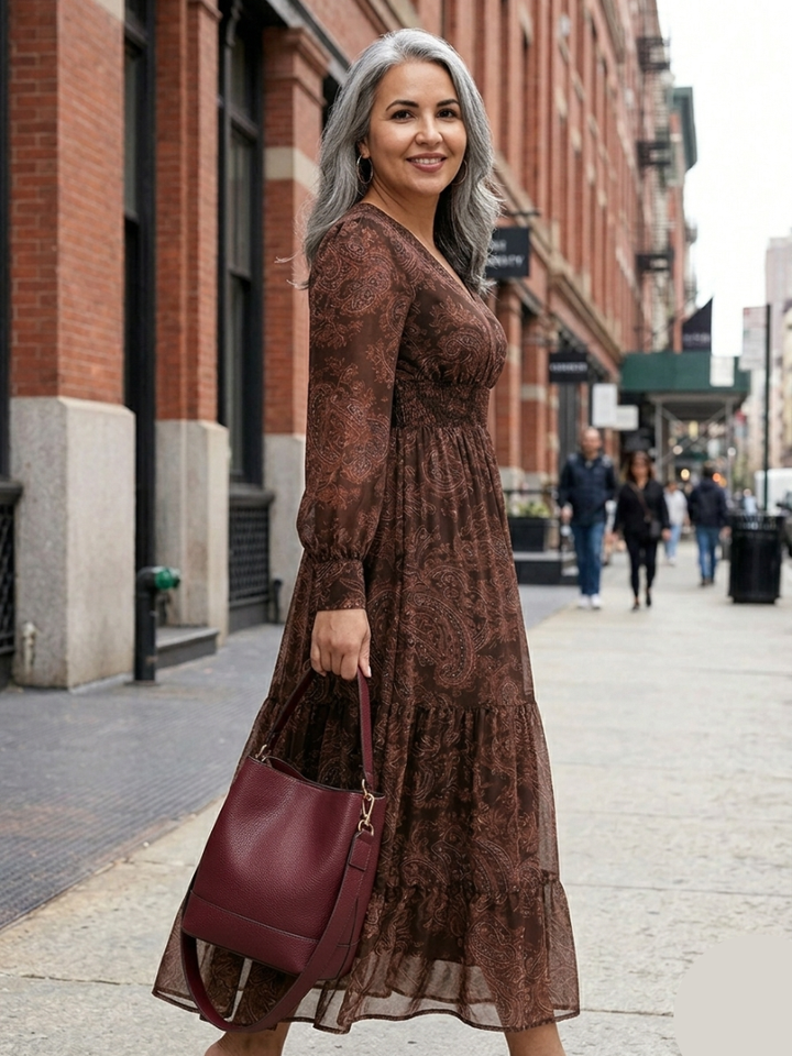 Brindley London | Midi Dress with Paisley Print