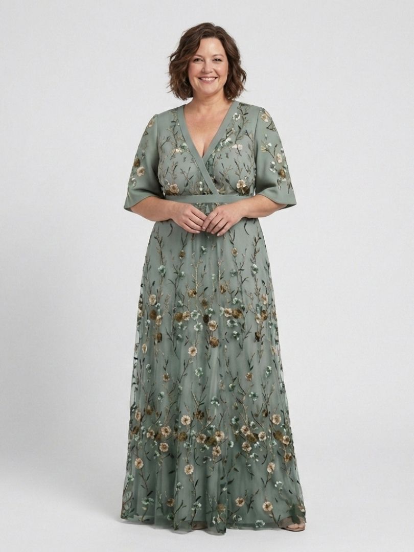 Brindley London | Floral V Neck Short Sleeve Maxi Dress