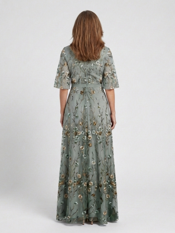 Brindley London | Floral V Neck Short Sleeve Maxi Dress