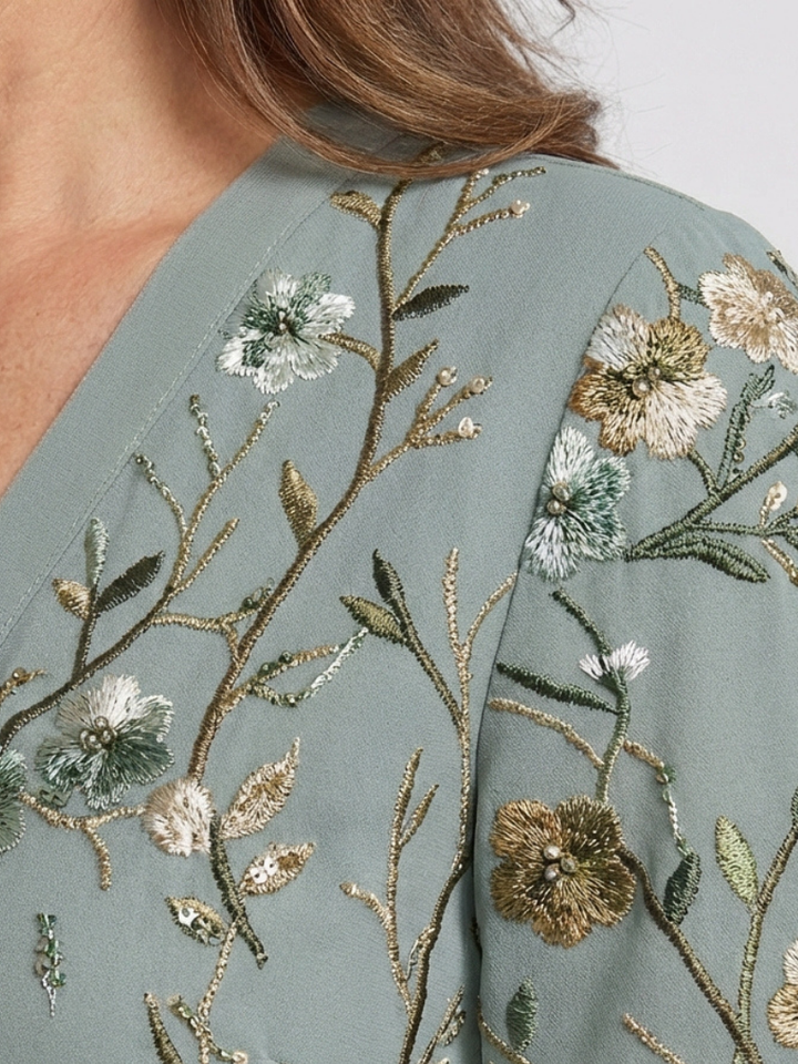Brindley London | Floral V Neck Short Sleeve Maxi Dress