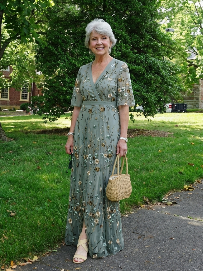 Brindley London | Floral V Neck Short Sleeve Maxi Dress