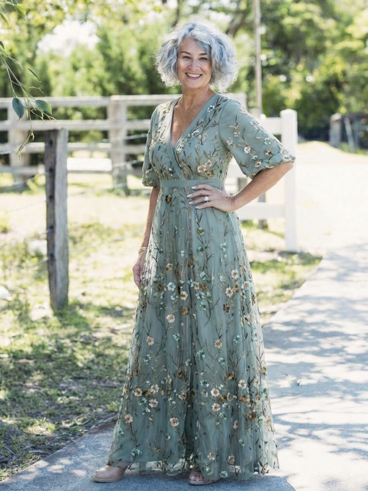 Brindley London | Floral V Neck Short Sleeve Maxi Dress