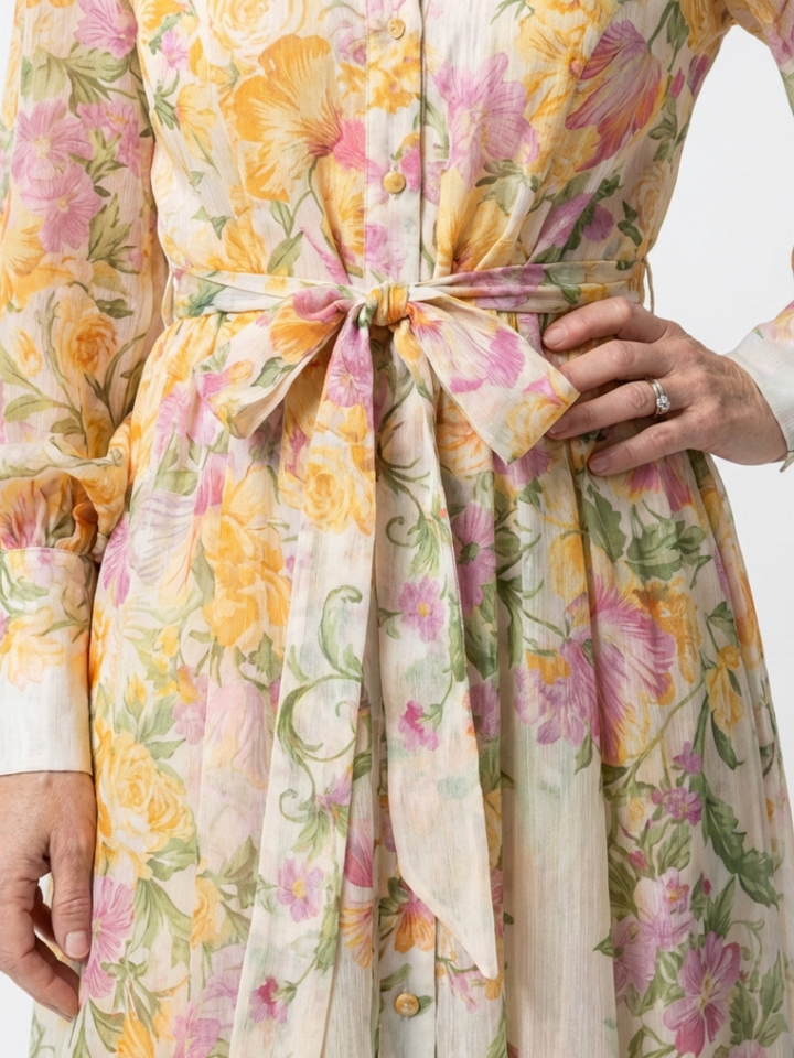 Brindley London | Floral Sheer Long Sleeve Maxi Dress